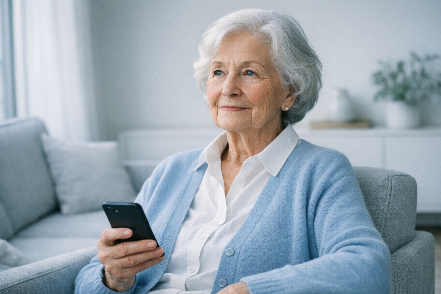 An older adult at home